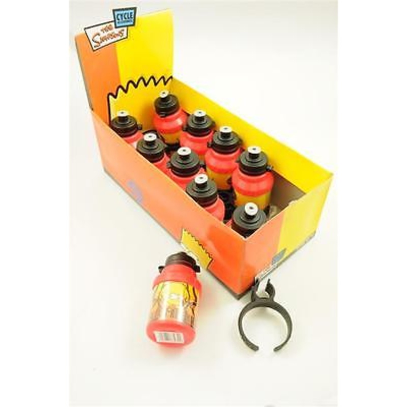 WHOLESALE JOB LOT OF 10 x SIMPSONS BICYCLE WATER BOTTLES AND HOLDER IN DISPLAY
