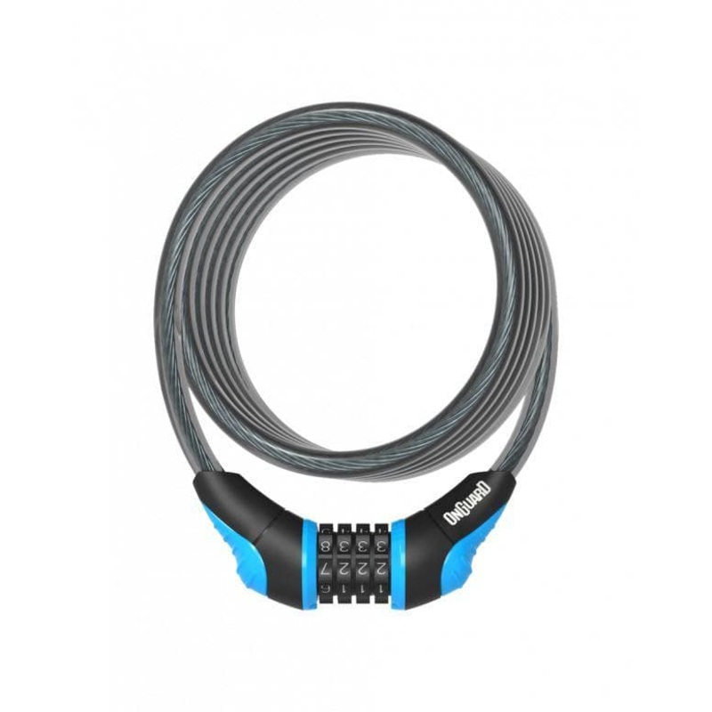 OnGuard Neon Combo Coil Cable Locks – Blue – 12mm