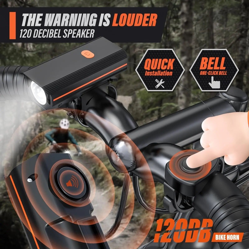 Bicycle Lights Headlights Mountain Bike Night Riding Charging Glare Flashlight USB Charging Horn Lights Riding Equipment