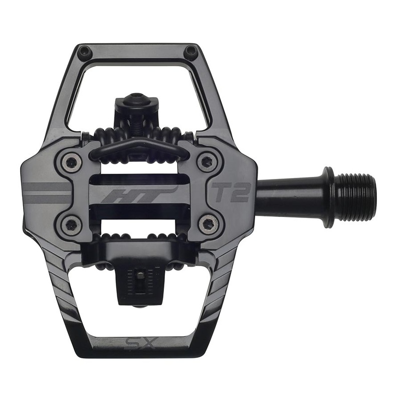HT Components T2-SX Pedals – Dual Sided Clipless Platform Aluminum 9/16 Stealth BLK