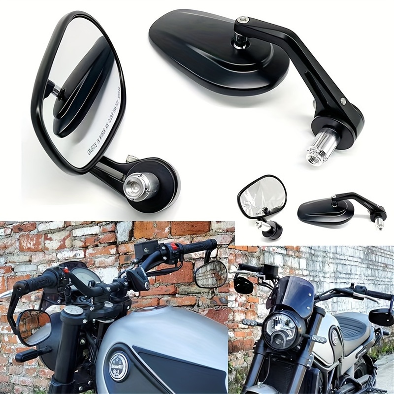 Motorcycle Rearview Mirror CNC Machined Oval Bike Mirrors – Includes Official ECE Certification Papers