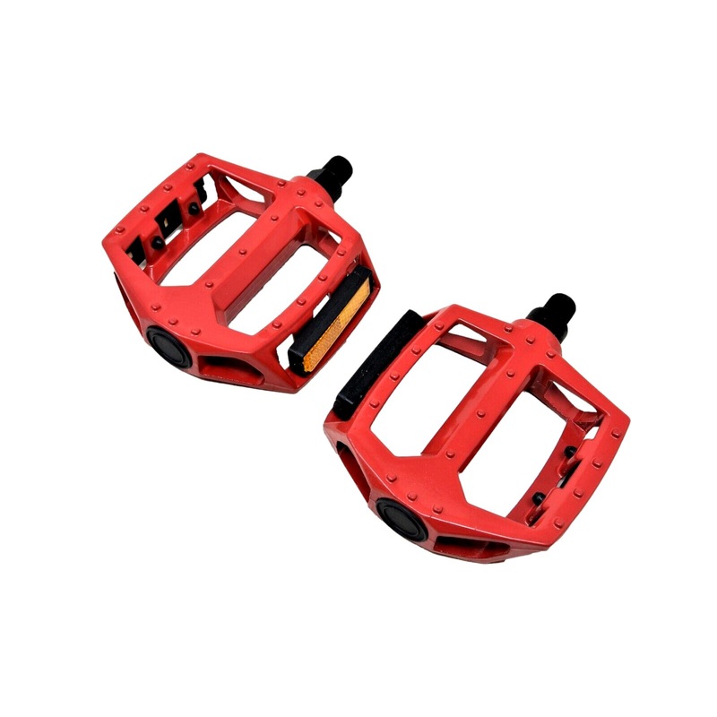 Pair  1/2 Bicycle Red BMX Bike Alloy Platform Pedals one piece crank bikes