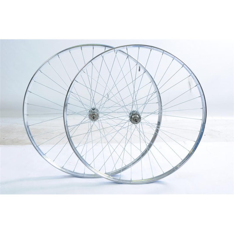 PAIR WHEELS VINTAGE ROADSTER BIKE 28 x 1 1-2 WESTWOOD WITH ROD BRAKE CHROME RIMS