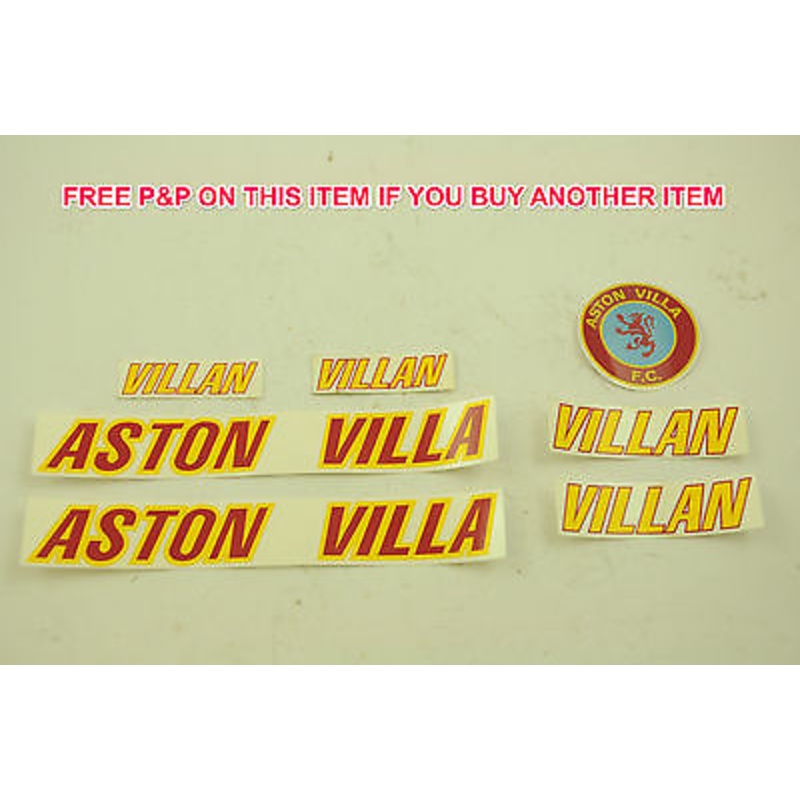 ASTON VILLA F.C. VILLAN OLD SCHOOL BMX BIKE, ANY CYCLE DECAL,STICKER SET 80s