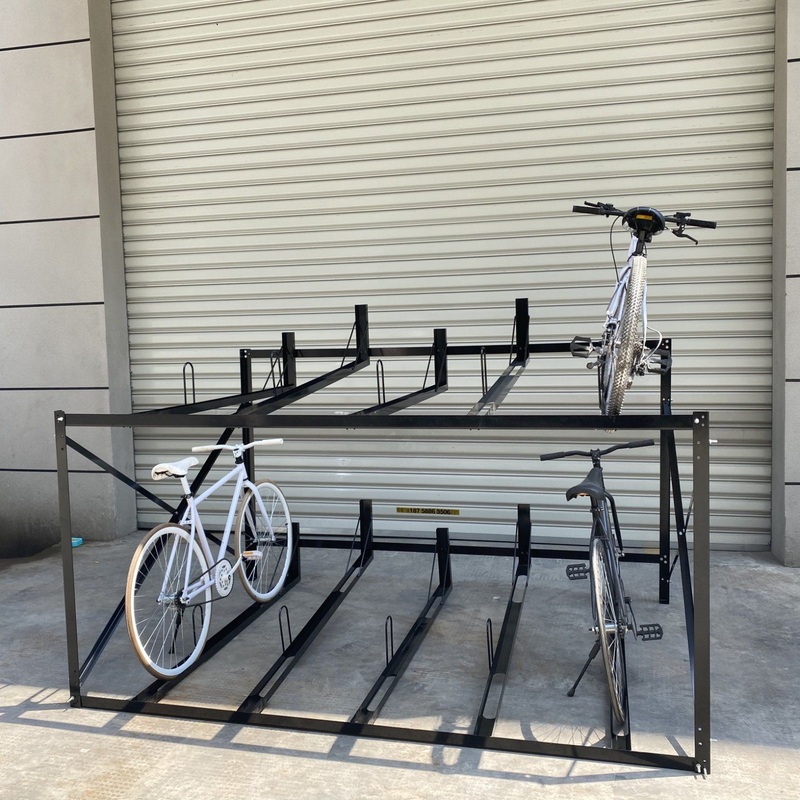 Double Decker Stretch Indoor Two Tier 10 Bike Manual Bike Stacker Rack