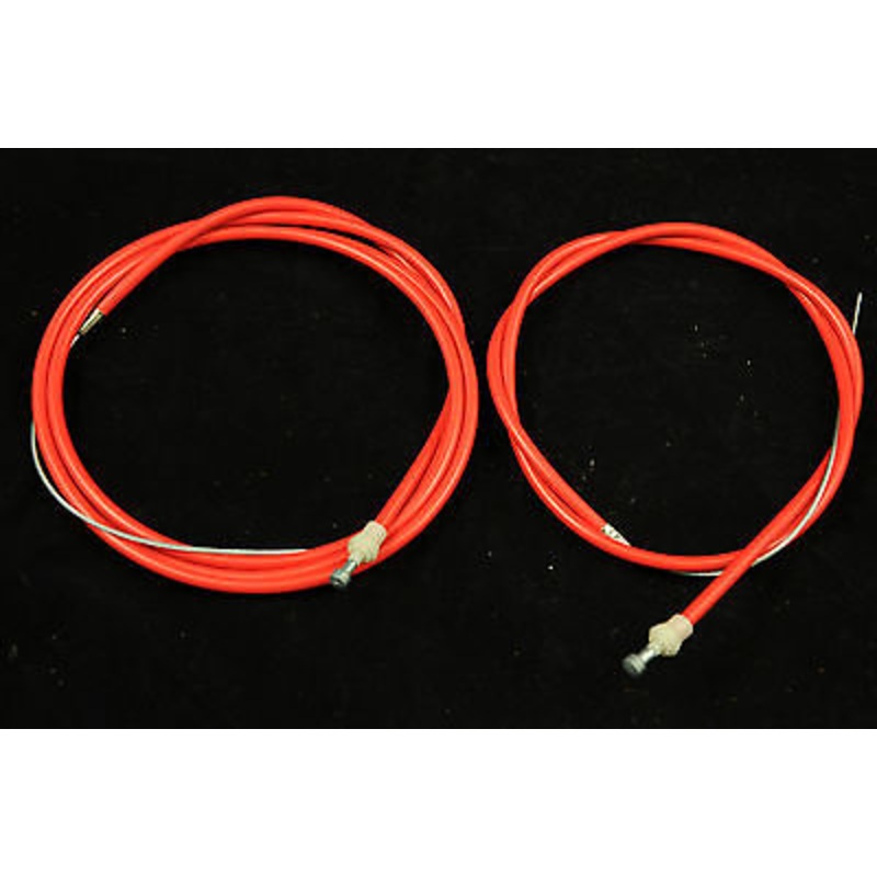 FIXIE PEAR NIPPLE RACING SPORTS BIKE FRONT & REAR BRAKE CABLE SET BRIGHT RED