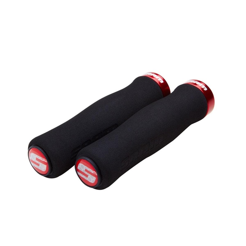 Sram Locking Grips Contour Foam 129Mm Black With Single Red Clamp And End Plugs: