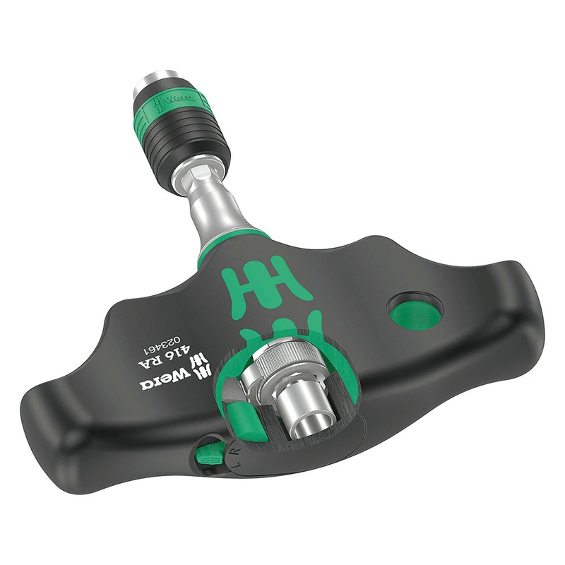 Wera T-Handle Ratchet|Wera Tools T-Handle Bit Holding Screwdriver with Ratchet Function and Rapidadaptor Quick Release Chuck 416 RA