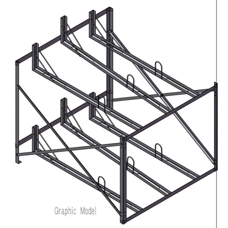 Large Load Capacity Compact Type Fluid Shape Double Decker Bike Storage Rack