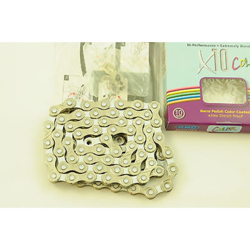 KMC X10 COLOR WHITE COLOURED 10 SPEED CHAIN 114 LINK ROAD MTB SUIT SHIMANO SRAM