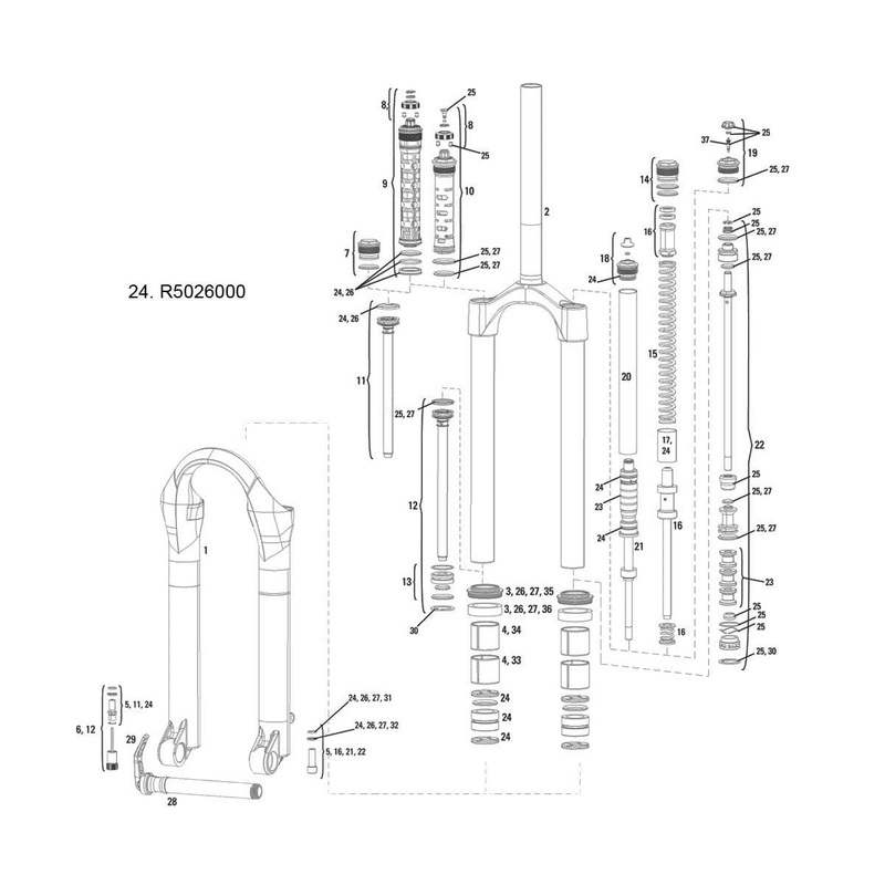 Rockshox Spare – Front Suspension Service Service Kit – 2007-2010 Argyle (Solo Air And Coil), 2011 Argyle (Coil) – (Steel Upper Tubes Only):