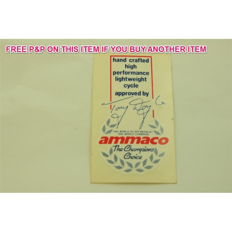 AMMACO TONY DOYLE CHAMPIONS CHOICE RACING BIKE 80s TRANSFER, DECAL ,STICKER