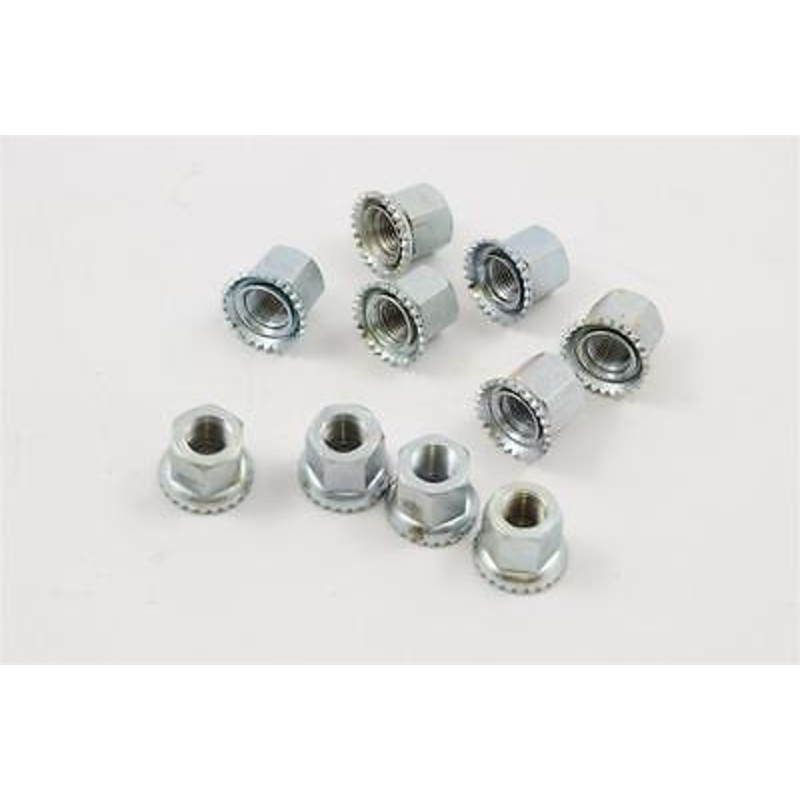10x 3-8 TRACK REAR WHEEL NUTS WITH INTEGRATED WASHER IDEAL 70’s,80’s RACER BIKE