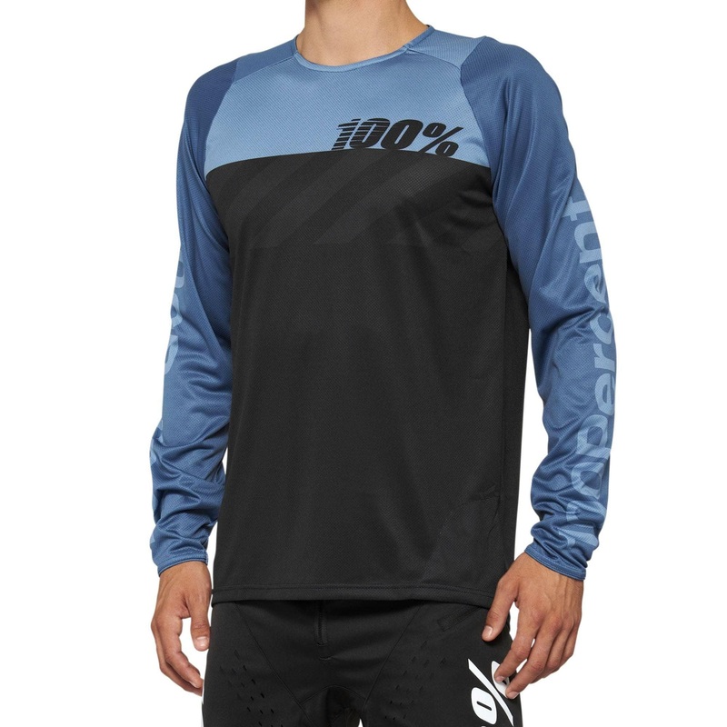 100% R-Core Long Sleeve Jersey 2022 Black / Slate Blue