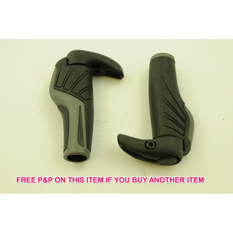 PAIR HERRMANS ENDORFIN LOCK ON BIKE HANDLEBAR GRIPS BLACK & GREY SALE 70% OFF