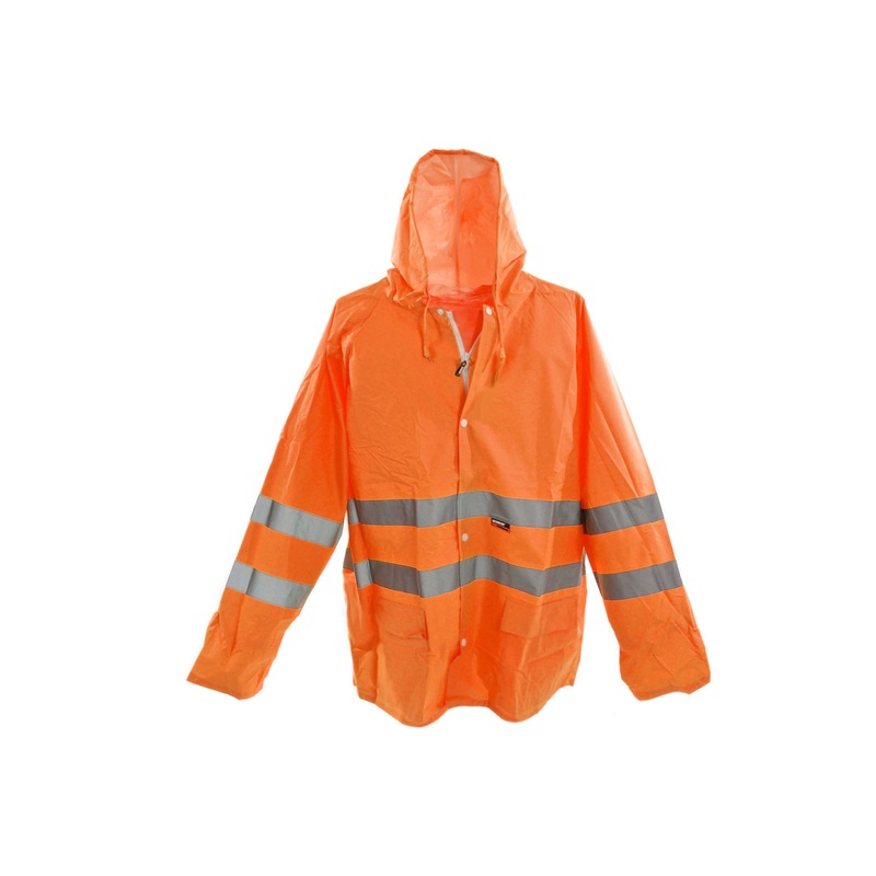 HI VIZ VIS RAIN COAT JACKET HIGH QUALITY WORKWEAR WATERPROOF ORANGE VARIOUS SIZE