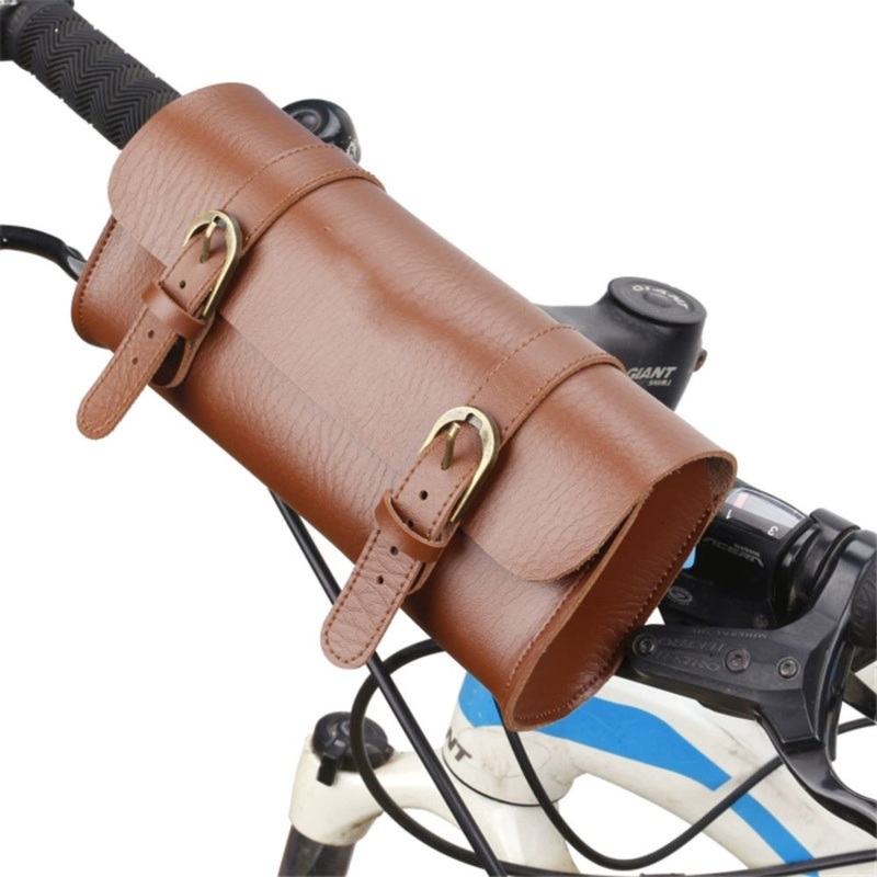 Pouch Waterproof Retro Leather Bike Bicycle Front Bag Ci21492