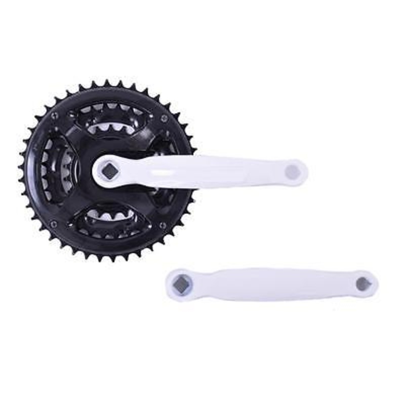TRIPLE MTB 42-32-22 BLACK CHAINWHEEL SET WITH 170mm WHITE CRANK 170mm PROWHEEL SHIMANO COMPATIBLE