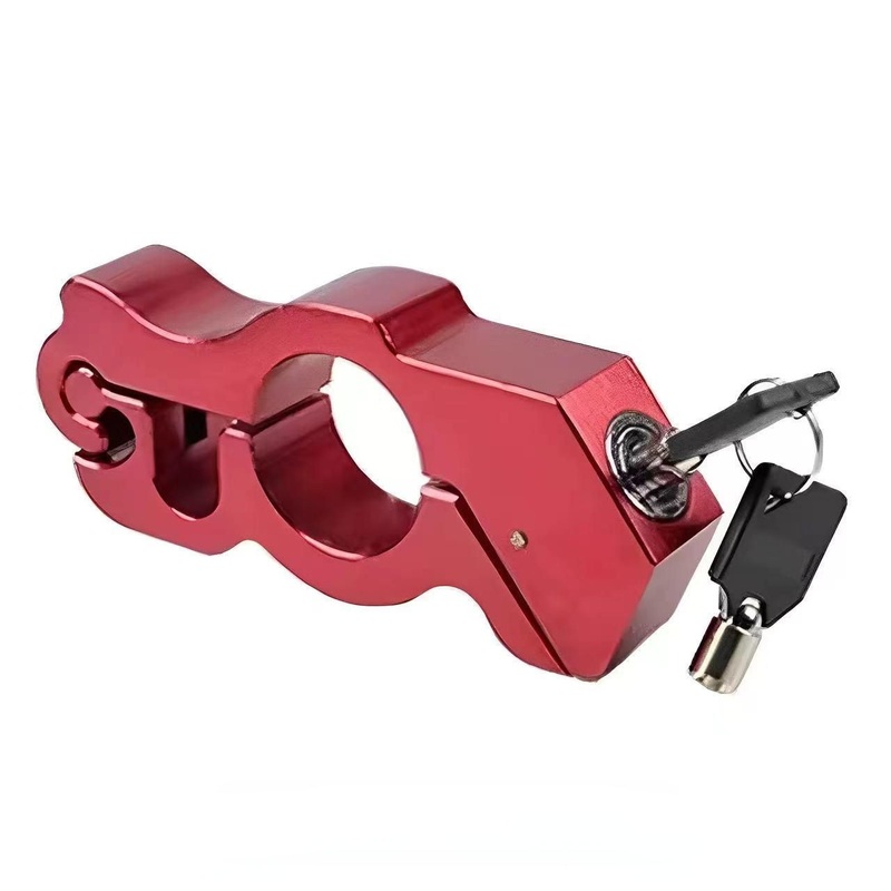 Heavy Duty Anti-Theft Bicycle and Motorcycle Handlebar Lock, (Red)