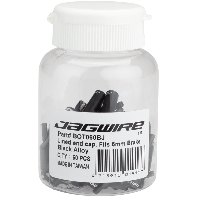 Jagwire 5mm Lined Alloy End Caps Bottle of 50 Black