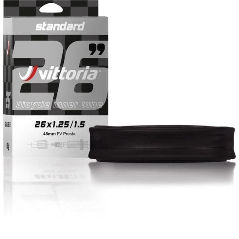 Vittoria Standard Inner Tube|16 x 1.5/1.75|20 x 1.95/2.125|24 x 1.95/2.125|26 x 1.25/1.50|26 x 1.5/2.0|26 x 1.95/2.50|27.5 x 1.5/2.0|27.5 x 1.95/2.50|27.5 x 2.50/3.0|29 x 1.5/2.0|29 x 1.95/2.50|29 x 2.50/3.0|Av Schrader 48mm|Fv Presta 48mm