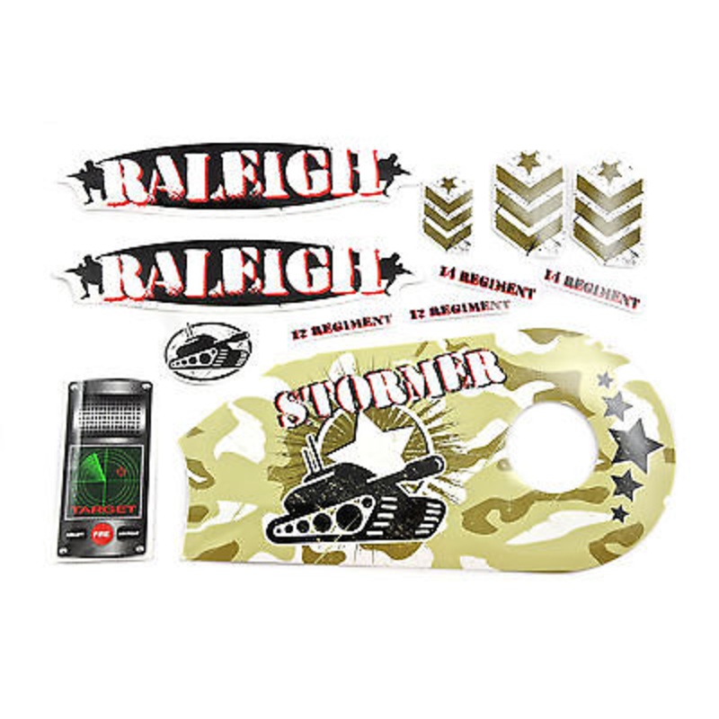 DECAL SET FOR RALEIGH STORMER 12 ARMY CAMO TANK STICKER SUIT KIDS BIKES
