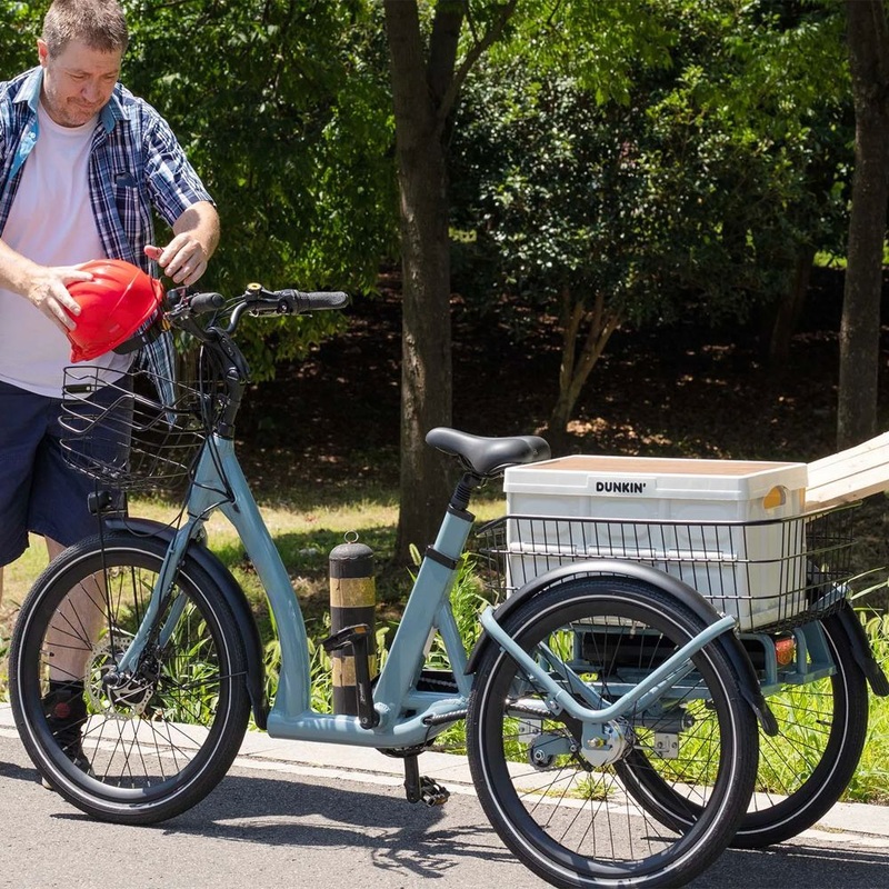 High Quality 3 Wheel Ebike Tricycle with Back Basket for Food Delivery