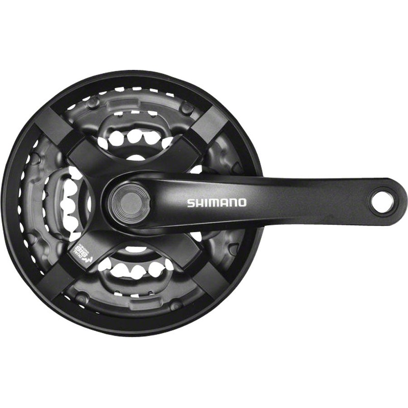 Shimano Tourney FC-TY501 Crankset – 175mm 6/7/8-Speed 42/34/24t Riveted Square Taper JIS Spindle Interface BLK