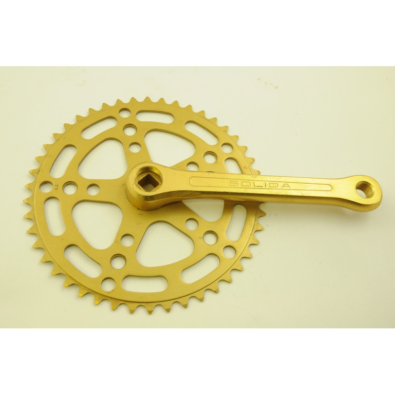 70s-80s VINTAGE SOLIDA GOLD COLOUR 46 TEETH ALLOY CHAINWHEEL 170mm CRANK NOS