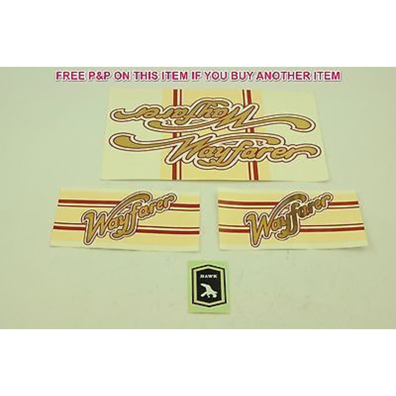 OLD SCHOOL HAWK WAYFARER BIKE TRANSFER-DECAL SET GENUINE 80s MADE NEW OLD STOCK