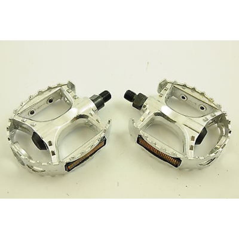 OLD SCHOOL BMX ALLOY PLATFORM ROUNDED PEDALS 1-2 CR-MO AXLE PE604 NEW