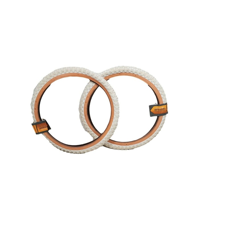 Pair Old School BMX Tyres 20x 1.75 White Amber Wall Comp III Type Raleigh Burner