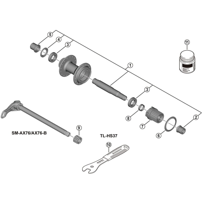 Shimano Spares FH-MT410-B complete hub axle