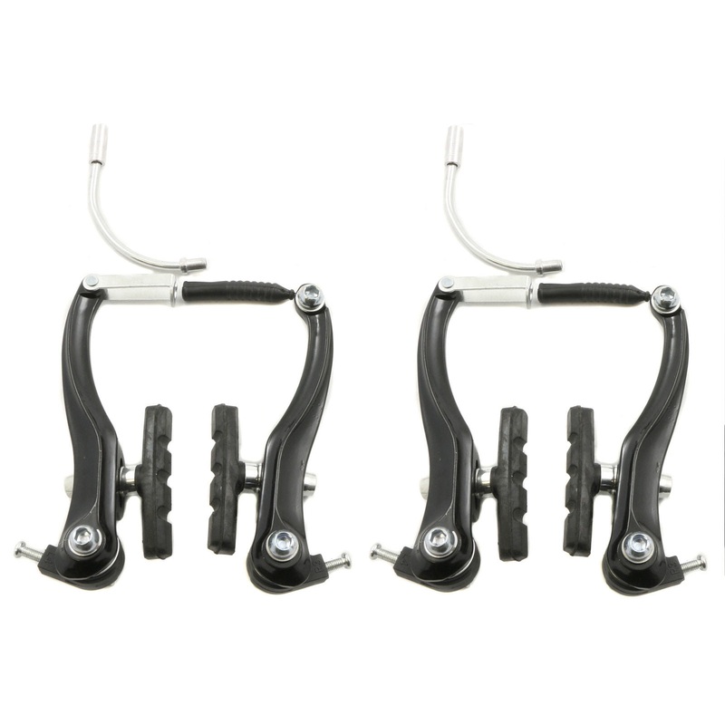 FULL SET V-BRAKES BLACK ALLOY CALIPER SET WITH PIPES, PADS,FIXING BOLTS FOR MTB