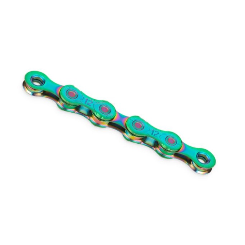KMC – X12 Aurora|CHAIN KMC ‘X12’ 12SPD  1/2″ x 11/128″ AURORA GREEN (OIL SLICK) 126 LINKS