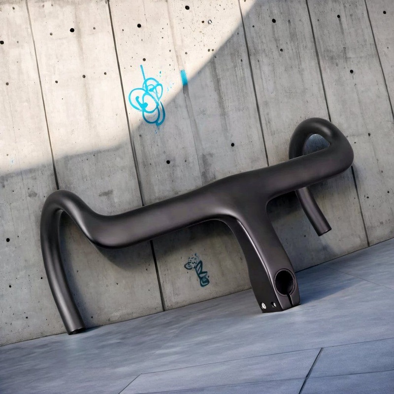 Carbon Fiber Road Bike Handlebar 31.8 Integrated Carbon Gravel Handle Bar Internal Cable Full Carbon Road Bike Race Flat Bar