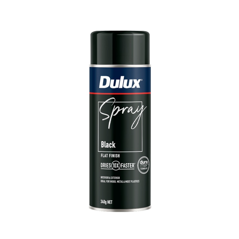 Dulux Spray Flat Black|DULUX SPRAY FLAT BLACK 340G AEROSOL (EA)