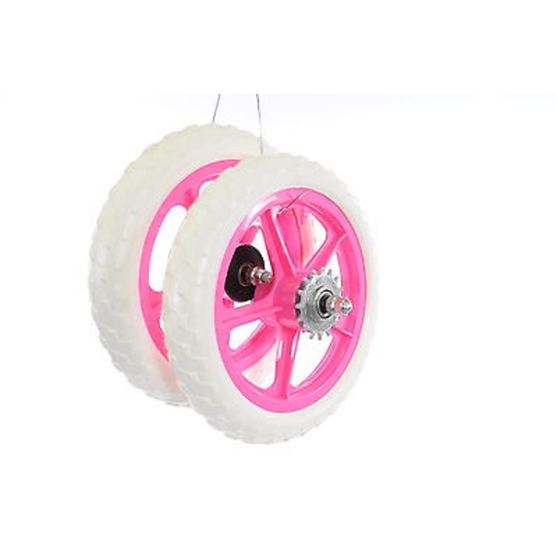 PAIR 12(300mm) PINK & WHITE MAG WHEELS FOR CHILDS BIKE,OR DIY BUILD PROJECT