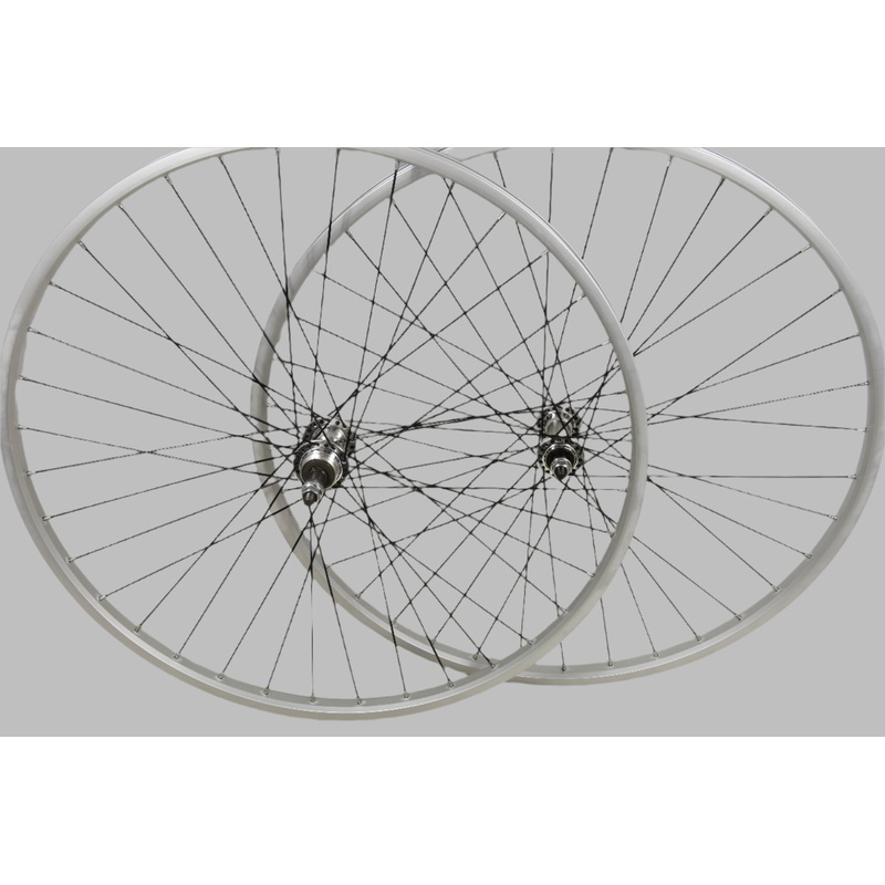 PAIR 26 x 1 3-8 MULTI-SPEED ALLOY WHEELS WITH BLACK SPOKES 590 – 19 RIM