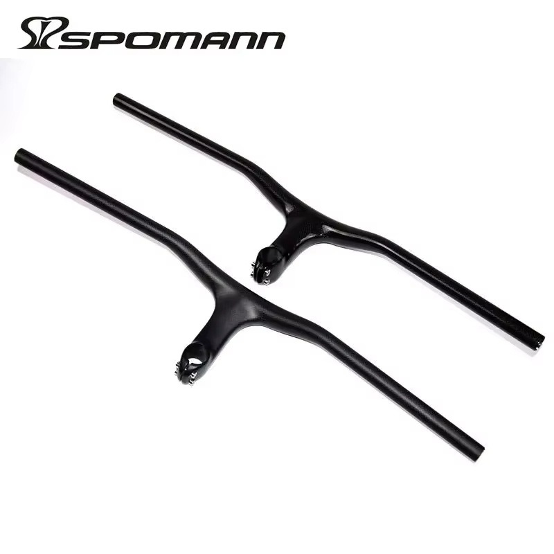 Newest Rise 28 Degrees Mountain Bike Glossy Matt 3K Full Carbon Fibre Bicycle Handlebar and Stem Integrated MTB Parts