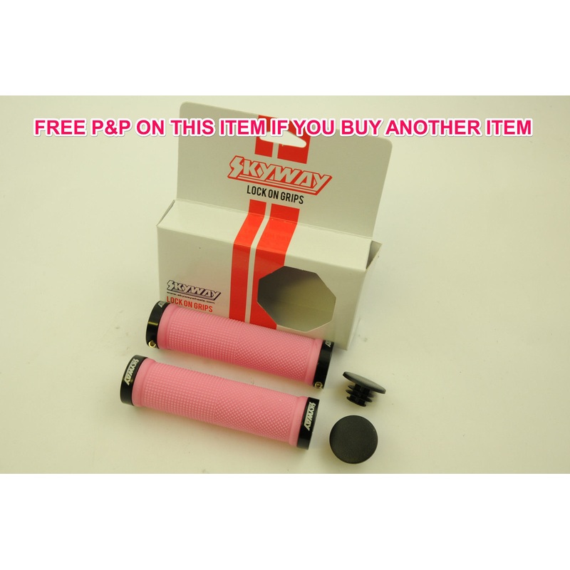 PAIR SKYWAY TUFF BMX BIKE CYCLE DOUBLE LOCKING HANDLEBAR GRIPS IN PINK