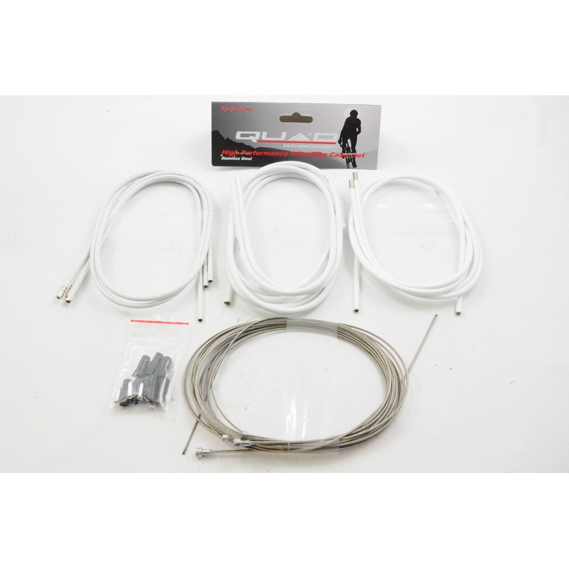 RACING BIKE – FIXIE STAINLESS STEEL BRAKE & GEAR CABLE SET WHITE