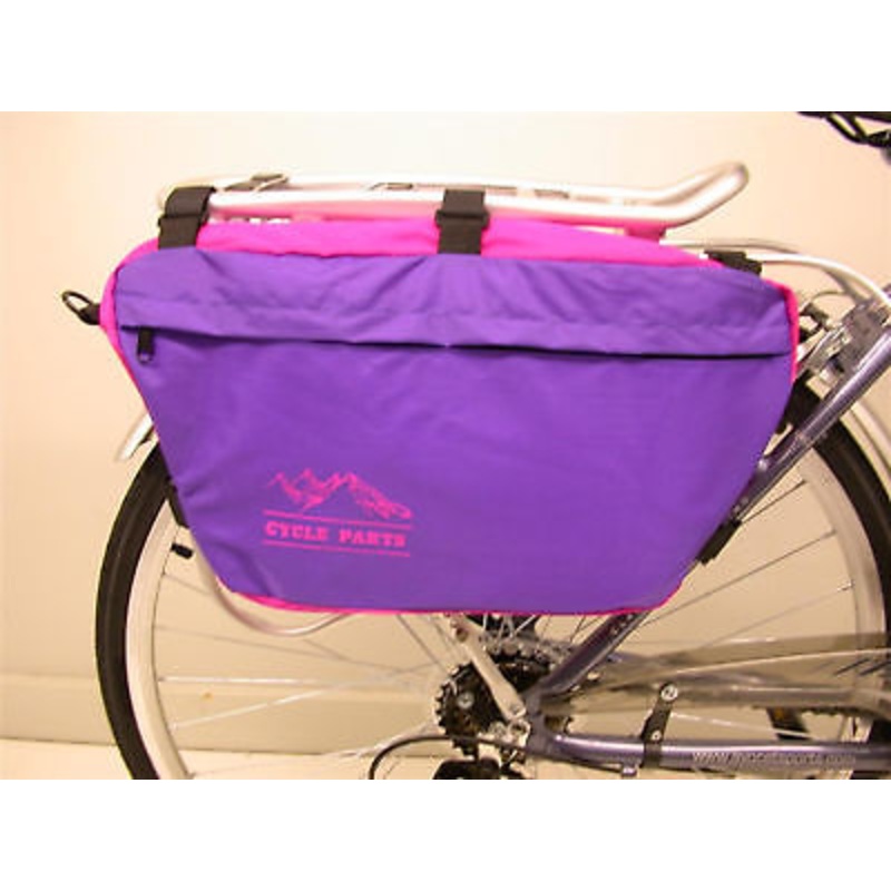 PAIR TRENDY PURPLE NYLON TYPE CYCLE PANNIER BIKE BAGS IDEAL PRESENT