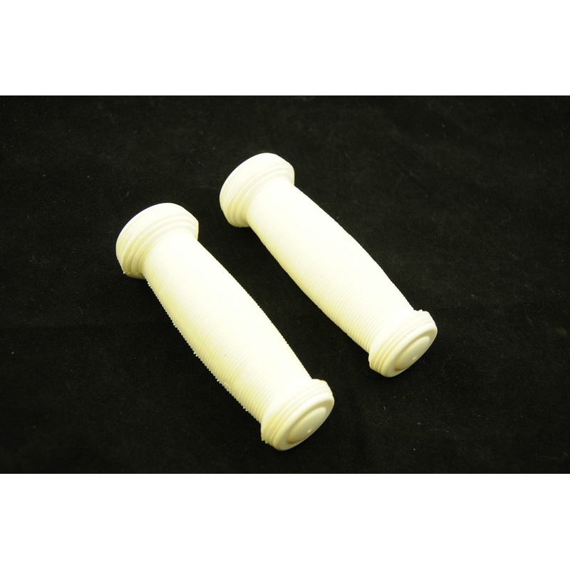 PAIR WHITE SOFT BMX-ANY BIKE RIBBED PATTERN 120mm HANDLEBAR GRIPS 22.2mm 7-8