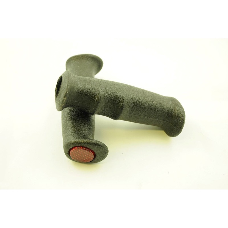 PAIR HERRMANS CONVENTIONAL BIKE HANDLEBAR GRIPS WITH RED REFLECTOR ENDS BLK