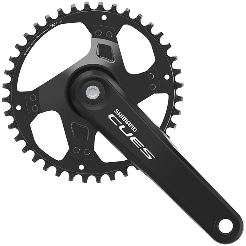 Shimano CUES FC-U4000-1 Crankset – 175mm 9/10/11-Speed 40t Riveted Square Taper JIS Spindle Interface BLK