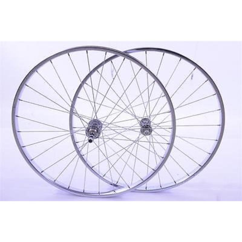 VINTAGE 24×1 3-8 STEEL WHEEL SET CHROME FOR 50’s 60’s 70’s 80’s JUNIOR BIKE NEW