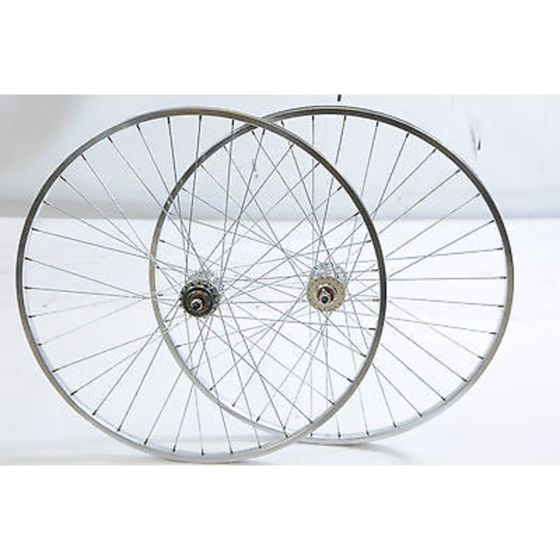 27 x 1 1-4 FLIP FLOP FIXIE WHEELS CHROME LOOK ALLOY RIMS LARGE FLANGE + 16t F-W