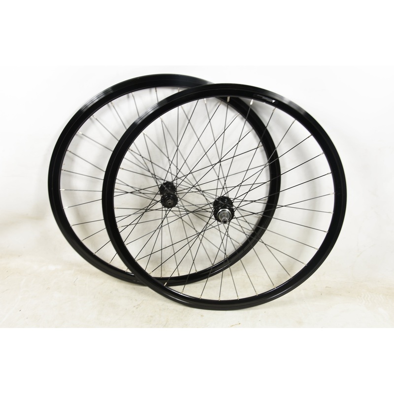 PAIR 700c (622 x 13) ROAD BIKE RACER WHEELS BLACK ALLOY QR HUBS 100/130mm