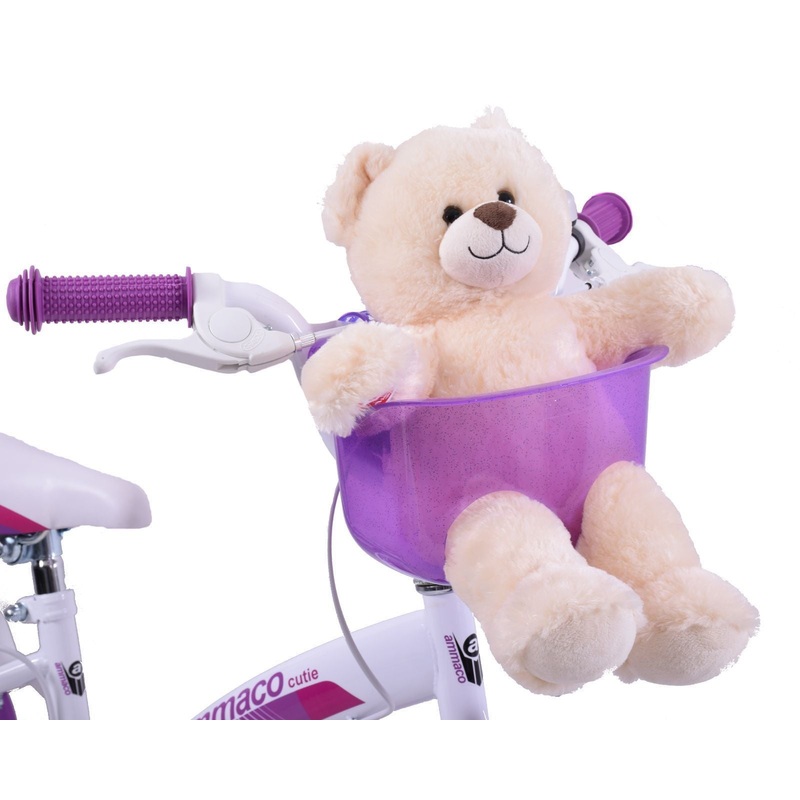 PURPLE TOY TEDDY BEAR FRONT BIKE BASKET HOLDER SEAT CHILD BOY GIRL FUN ACCESSORY